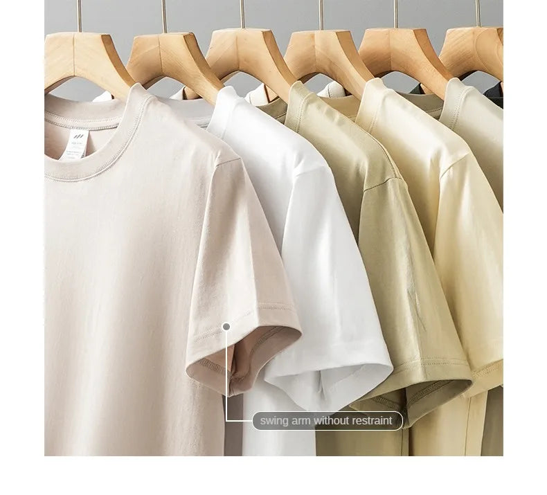 8.1Oz 230gsm Men's Pure Cotton T Shirts 2025 Summer New Oversizes Solid Color T-Shirts for Men and Women Customizable
