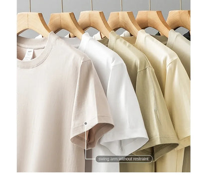 8.1Oz 230gsm Men's Pure Cotton T Shirts 2025 Summer New Oversizes Solid Color T-Shirts for Men and Women Customizable