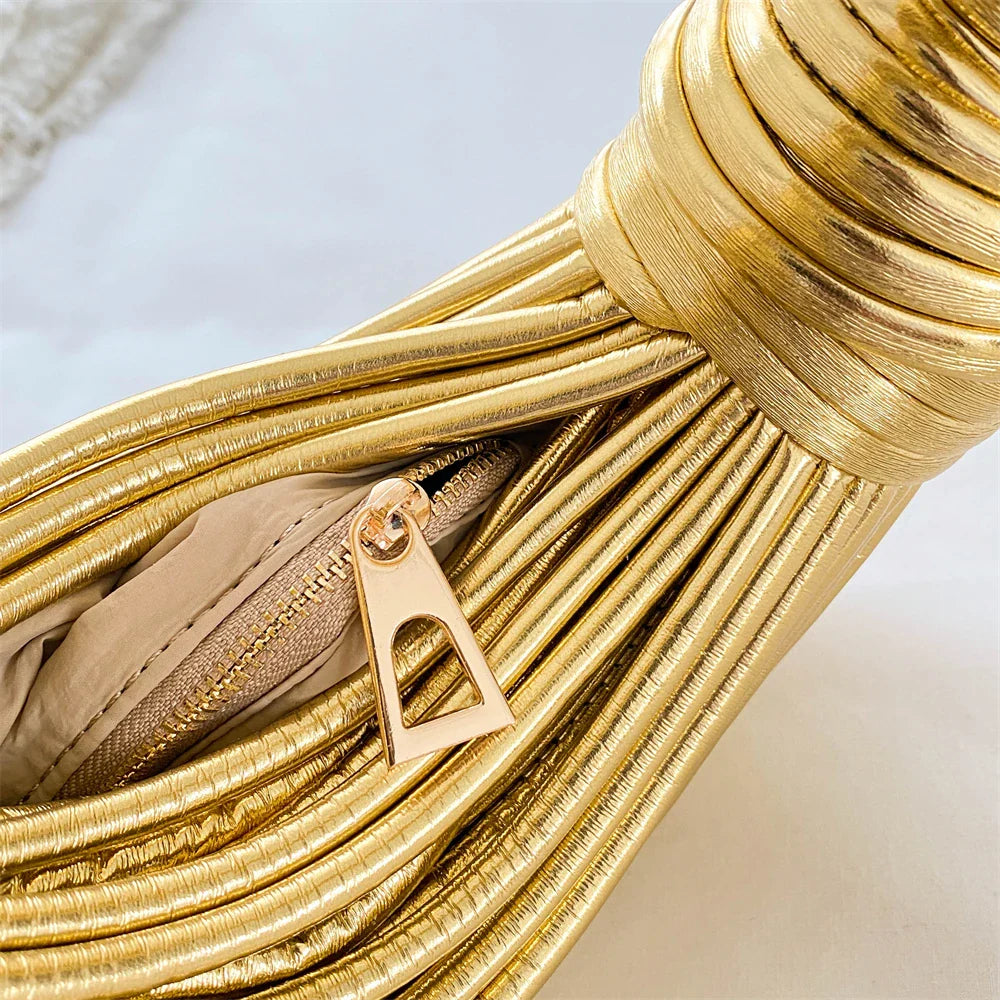 MOODS Luxury Evening Purses For Women Golden Noodle Knot Design Dinner Party Clutch Bag 2023 Luxury Designer Purses And Handbags