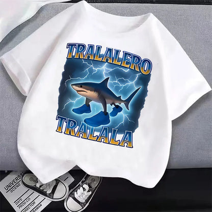 Italian Brainrot T-Shirt Kids Cartoon Anime Print Clothes Round Neck Basic Boys Tops Absorbent Casual Shirts Gift