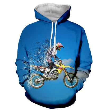 Motorcycle Motocross Printed Hoodies for Men New Fashion Long Sleeves 3D Sports Sweatshirts Jacket Oversized Clothes