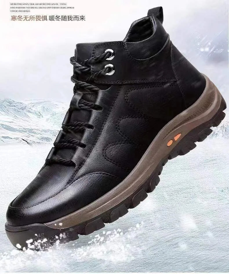 Men’s Winter Sneakers High Top Leather Lined Hiking Casual Sports Shoes