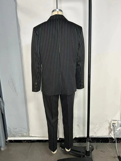 High-quality European and American Men's Clothing, Formal Suits with Stripes, Trousers for Business, Formal Dinners, Weddings