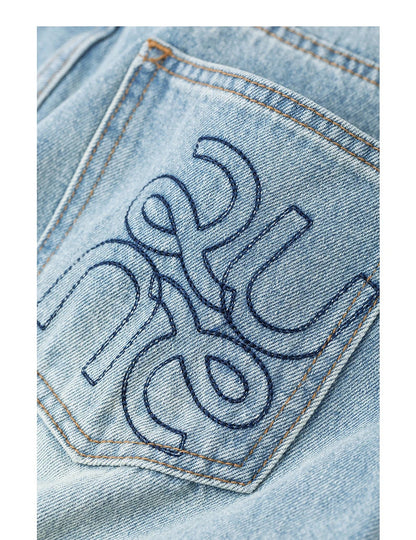 Women Jeans 2023 Autumn High Waist Straight Loose Trousers Fashion Casual Versatile Simple Basic Light Blue Pants
