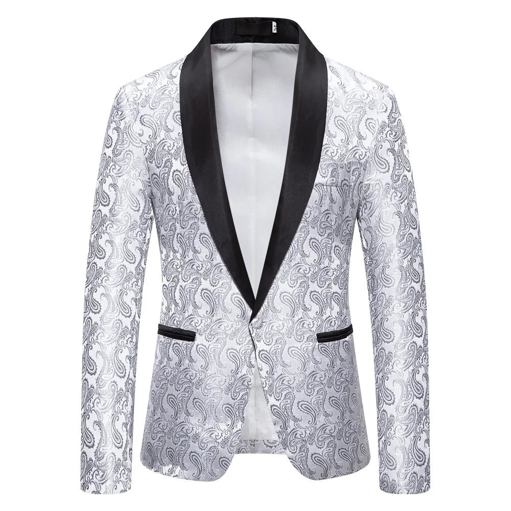 2026 New Men's Red Cashew Flower Blazer, Wedding Party Dress Jacket, White Blue Black Brands Blazers Coat, S M L XL XXL