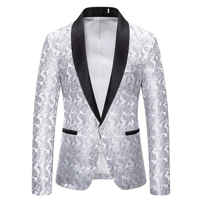 2026 New Men's Red Cashew Flower Blazer, Wedding Party Dress Jacket, White Blue Black Brands Blazers Coat, S M L XL XXL