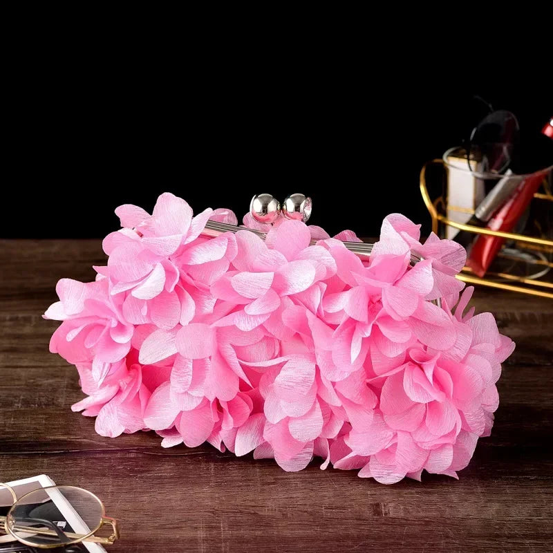 Wedding Dress Bag 8 Colors White Bride Clutches Ladies Blue Party Handbag Woman Purple Evening Flower Bags Floral Wedding Clutch