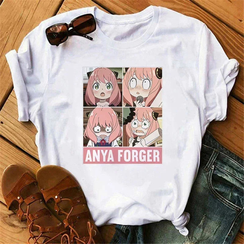 Anime Spy X Family T shirt Wommen Japanese Harajuku Fashion Short Sleeve T-shirts Summer Tops Kawaii O-Neck Women's T-shirt Top