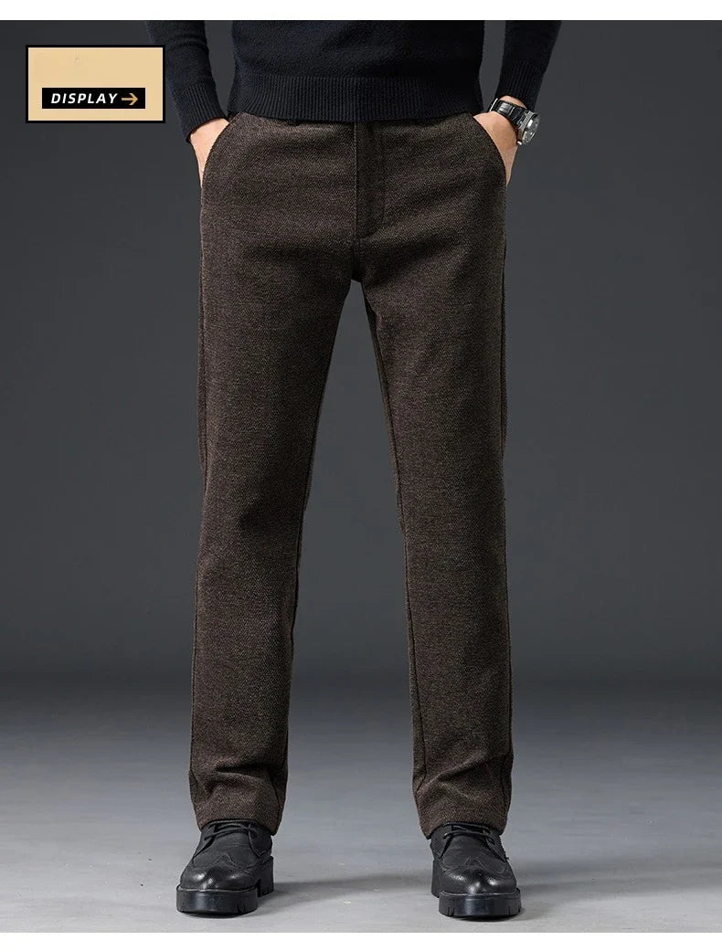 Men's Slim Fit Chenille Long Pants Advanced Business Casual Trousers Trend Autumn Comfortable Daily Wear Male Clothing