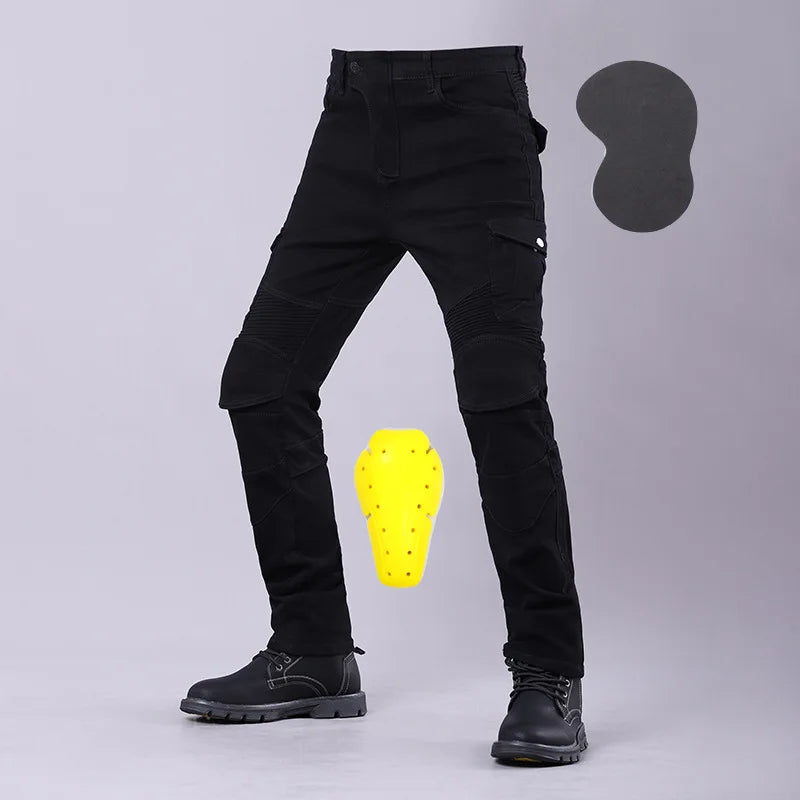 New Men's Winter Riding Motorcycle Cargo Pants Male Outdoor Riding Jeans Moto Protective Gear With Hip Knee Gear Long Trousers