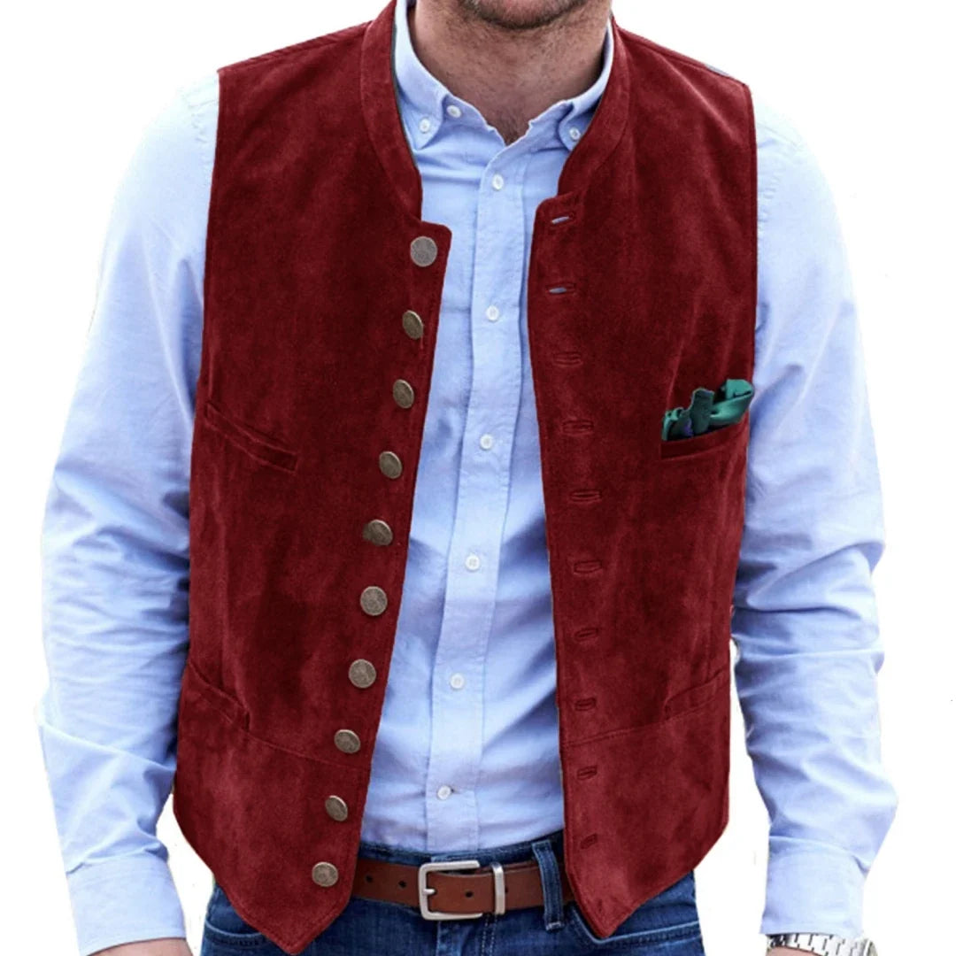 Men Vest Brown Frosted Velvet Single Button Casual Steampunk Style Waistcoat For Business Work Office Daily Sleeveless