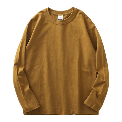 11.2 Oz Heavyweight Autumn Long Sleeved T Shirt for Men 100%Cotton Plain Shirt O-Neck White Tops Oversized Men's Clothing