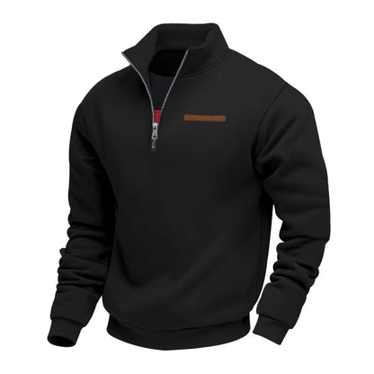 American autumn and winter heavy fleece long-sleeved men's sweater half zipper loose stand-up collar pullover men's sweater