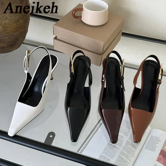 2025 Summer New Band Women Pumps Shoes Fashion Shallow Slip On Slingback Sandals Thin High Heel Dress Sexy Pumps Shoes