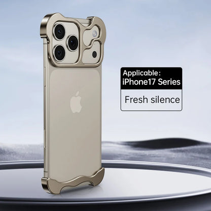 Luxury Irregular Metal Bumper Phone Case For iPhone 17 Air Pro Max Aluminum Shockproof Corner Pads Plating Ultra Thin Back Cover