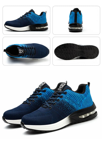 Breathable Men Work Safety Shoes Steel Toe Cap Air Cushion Working Boots Construction Indestructible Work Sneakers Men Shoes