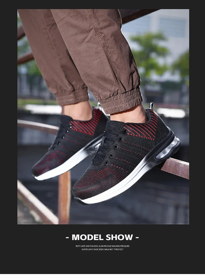 Lightweight Safety Shoes Women Men Air Cushion Work Sneakers Steel Toe Shoes Construction Safety Boots Anti-smash Work Shoes