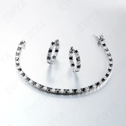 3mm 0.1CT Gradient Color Black Grey White Moissanite Diamond Tennis Bracelet for Men Women Unisex 925 Silver Link Bracelets