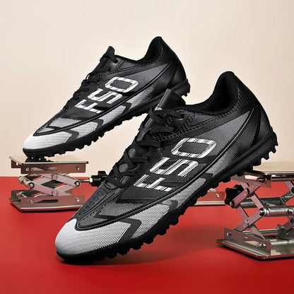 Premium turf soccer shoes, unisex, TF and FG, anti-slip and wear-resistant, available in two colors to choose from. stitching