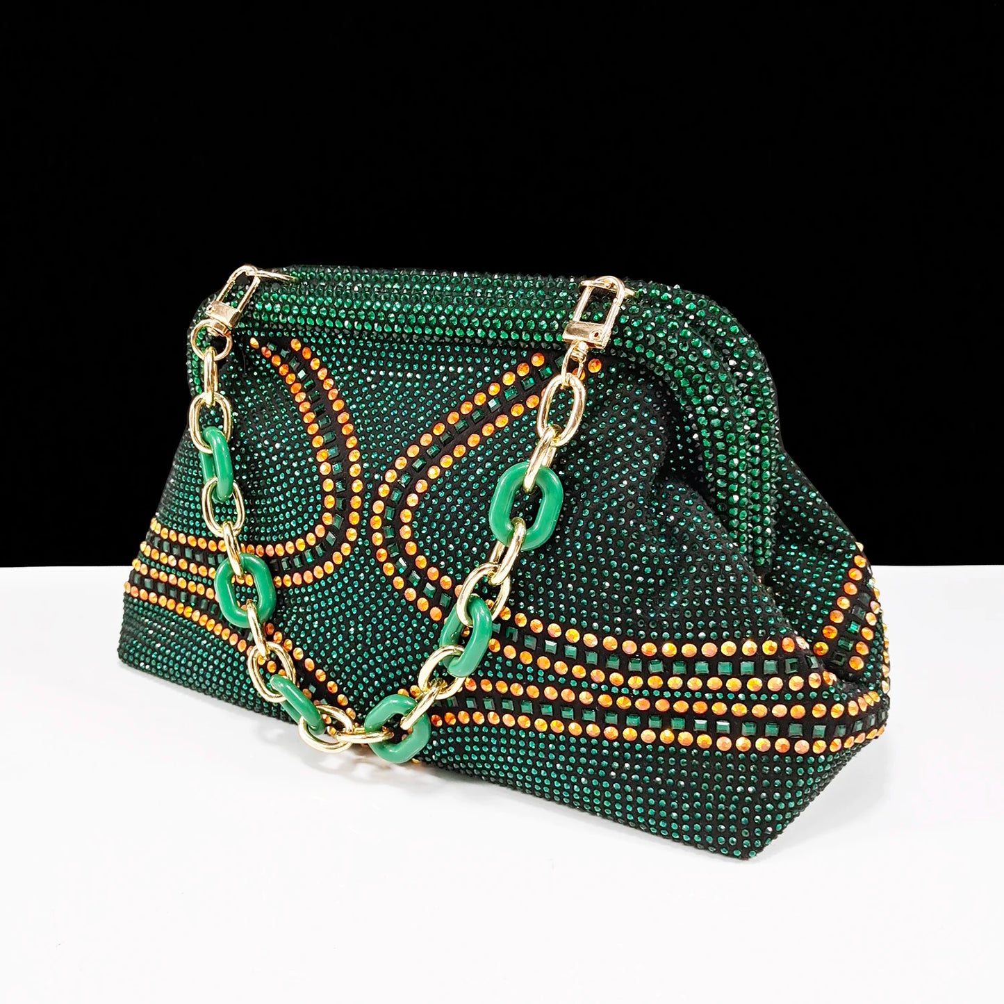 New Italian Pumps and Bag To Party 2024 INS Style Pointed-Toe Rhinestone Elegant High Heels Champagne Wedge for Women