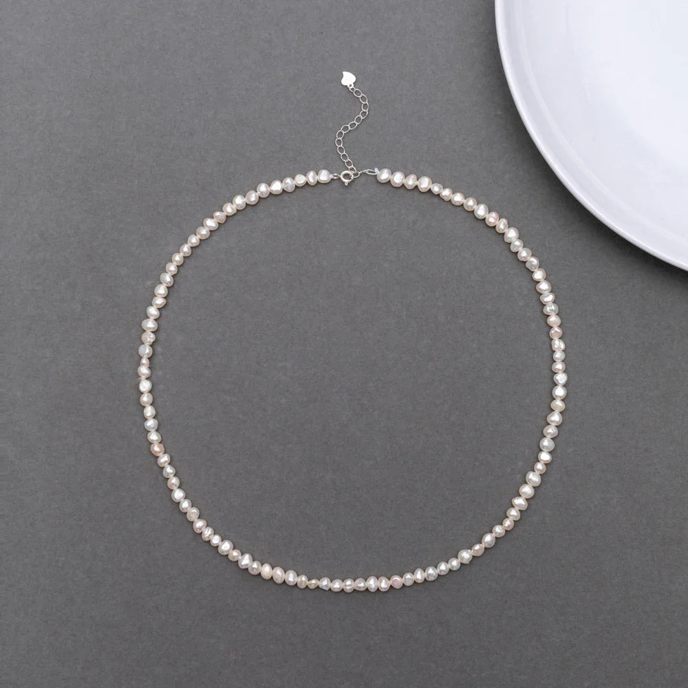 4-5mm Baroque Freshwater Pearl Necklaces 38cm 45cm 50cm 925sterling Silver Necklaces Jewelry Gift 2026 New Arrivals