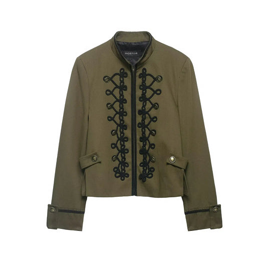 Women's Blazer Jackets Armygreen Coat 2026 zartins Outwear Patchwork Long Sleeve Tops Elegant Fashion Woman Jackets Coat Tops