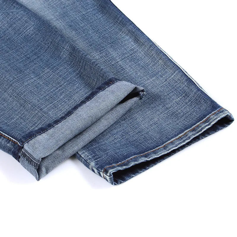 Mens Baggy Jeans Spring and Autumn New Fat Guy Large Size Fashion Multi-pocket Wide Loose Jeans Mens Denim Trousers