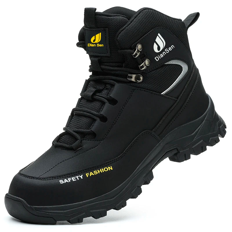 Mens Safety Shoes With Steel Toe Waterproof Boots Puncture Proof Anti-smash Mens Outdoor Work Sneakers Construction Work Shoes