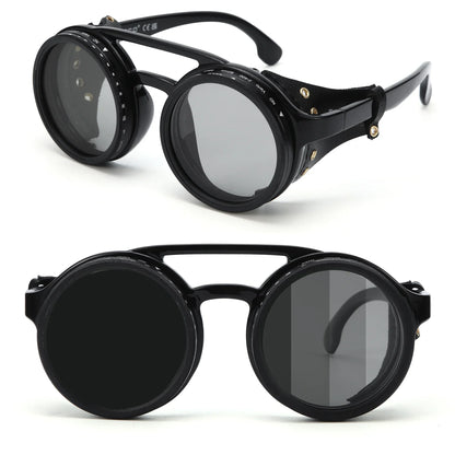 High Quality ND9 Adjustable Dimming Sunglasses Retro Punk Round Men's Outdoor Fishing UV400 Polarized Driving Sunglasses