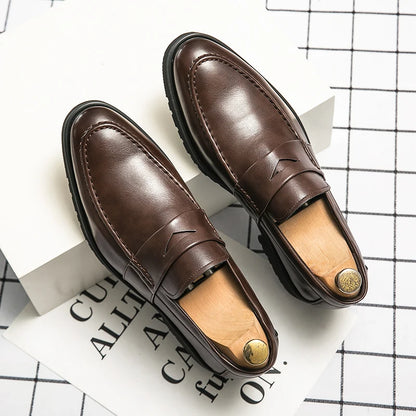Mens Casual Leather Breathable Business Designer Brand Office Loafers Formal Classic Smile Footwear Dress Shoes for Men Flats 48