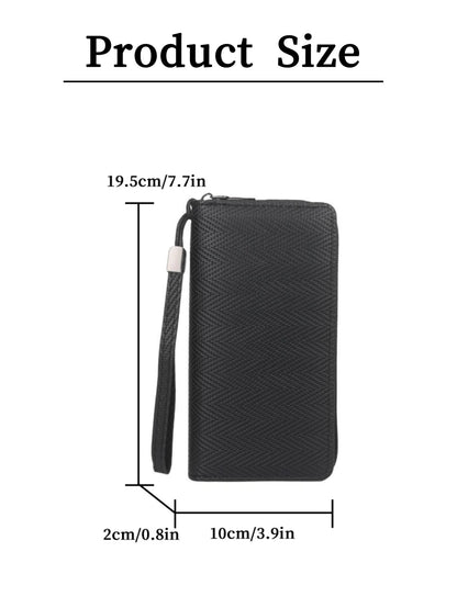 Fashion Retro Simple Long Wallet Business Office Commute Large Capacity Multi-Card Slot Portable Long Zipper Wallet Phone Wallet