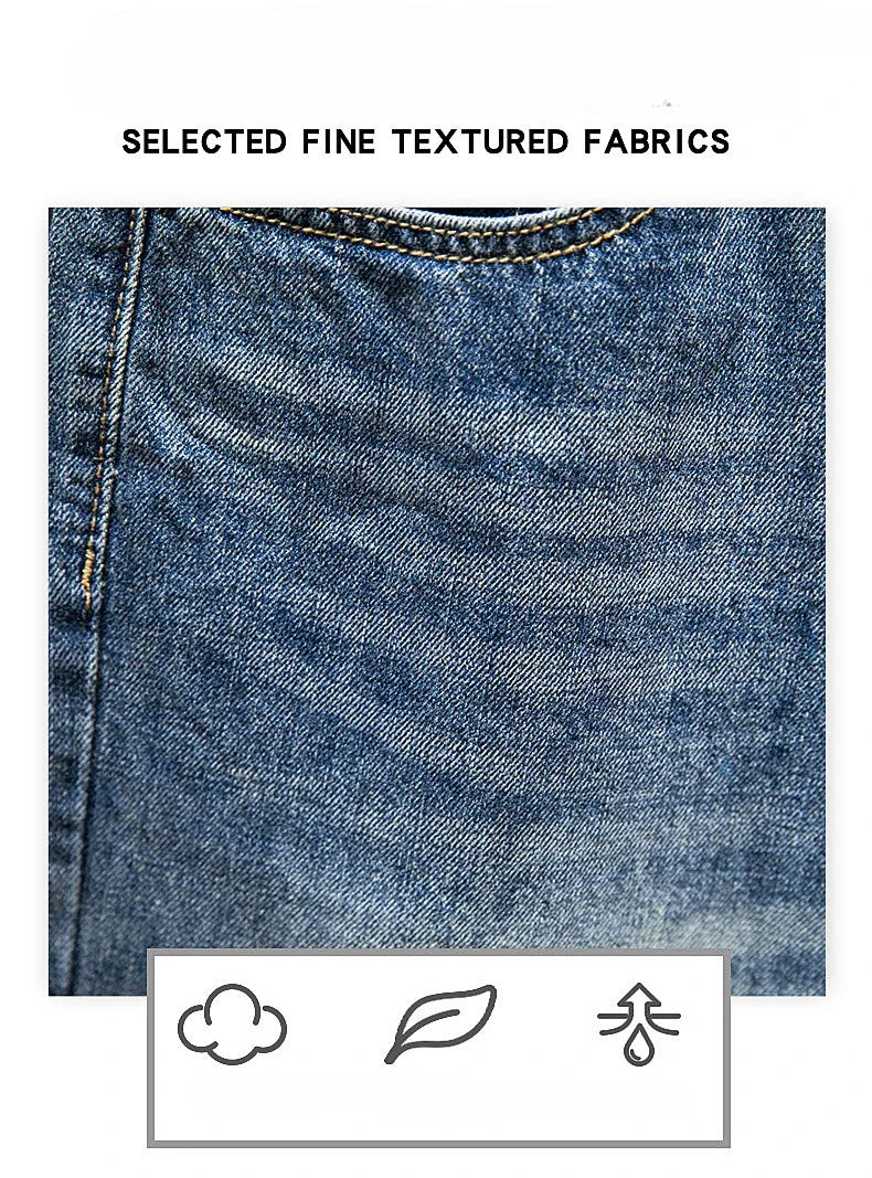 2024 New in Vintage Men's Denim Shorts Fashion Straight Bermuda Jeans Slim Soft Casual Short Pants Male Streetwear