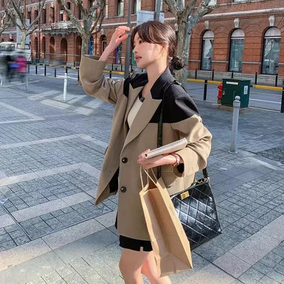 Women's Blazer Jacket 2025 Spring Autumn Korean Temperament Casual Ladies Outerwear Versatile Fashion Female Suit Coat