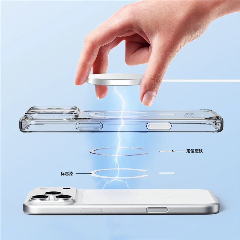 Touch Camera Button Original Clear for Magsafe Case For iPhone 17 Air 17Pro 17Pro Max Wireless Charge Shockproof Hard Cover