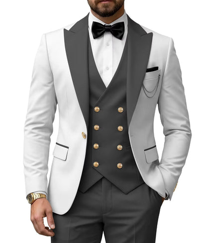 Men's 3 Piece Tuxedo Slim Fit for Men Tuxedo Suit Double Breasted  for Wedding Groom Business Tuxedos