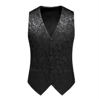 2026 New Men's Red Sleeveless Vest Coat, Single-breasted V Neck Waistcoat, Wedding Party Vests Blue Black Asian Size M-5XL 6XL