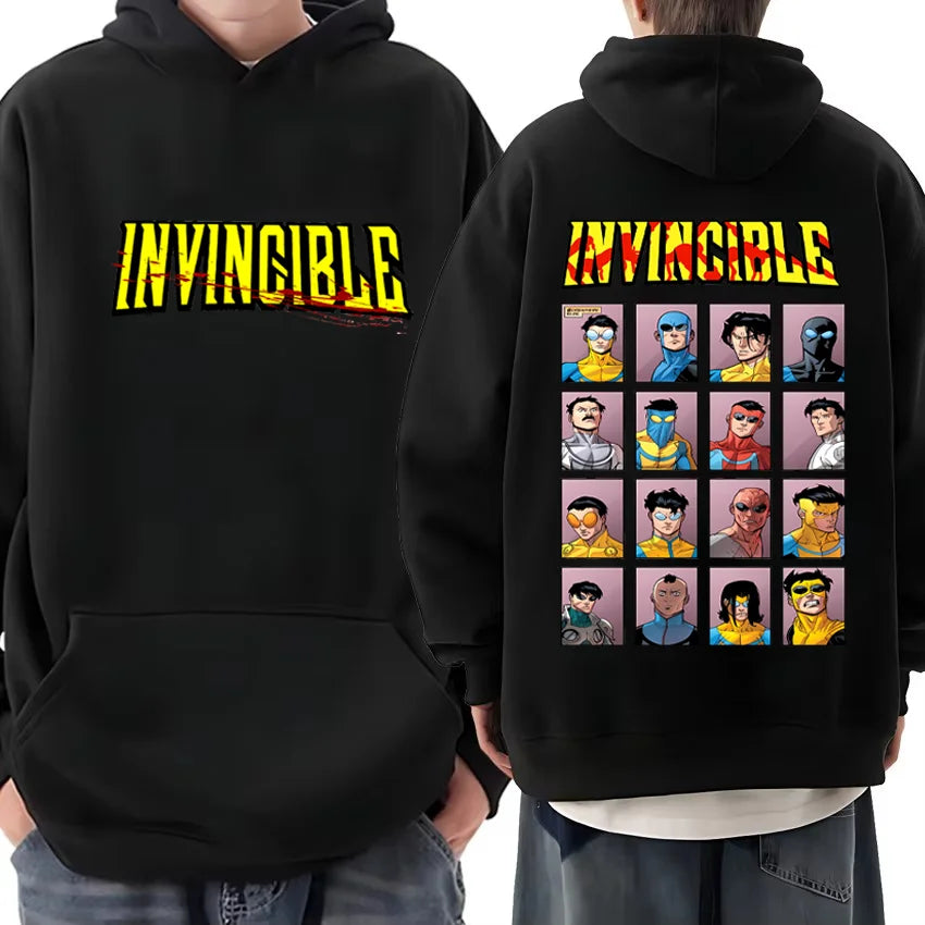Invincible Mark Superhero Double Sided Printed hoodie Men Women's harajuku clothing Fleece Long Sleeve Anime hip hop streetwear