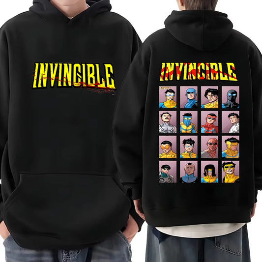 Invincible Mark Superhero Double Sided Printed hoodie Men Women's harajuku clothing Fleece Long Sleeve Anime hip hop streetwear