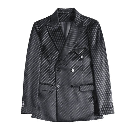 British Style Luxury Men Double Breasted Twill Suit Jacket High Quality Fashion Business Slim Fit Groom Social Party Suit Dress