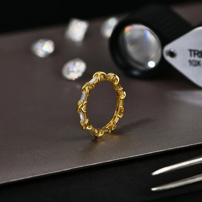 Moissanite Diamond Rings for Women Men D VVS1 Color Rectangle Cut S925 Sterling Silver Stackable Rings Wedding  Jewelry