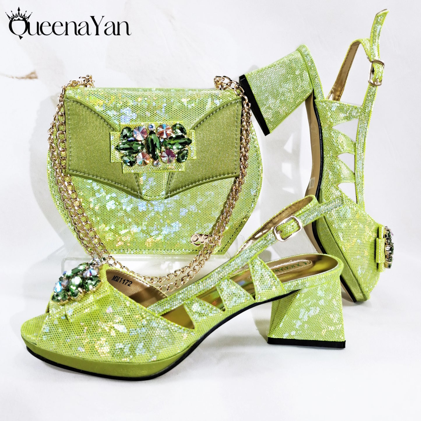 Newest Italian Design Special Synthetic Fabrics Women's Matching Shoes and Bag Set High Heel for Weddings and Parties