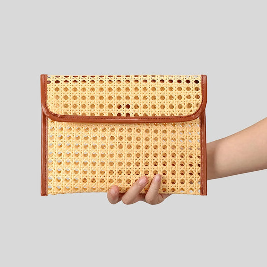 Fashion Imation Rattan Hollow Clutch Bag for Women Woven Shoulder Crossbody Bags Casual Summer Beach Bag 2025