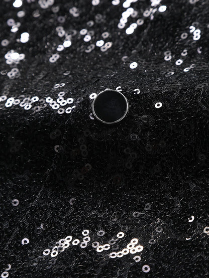 2026 New Black Men's Shiny Sequin Suit Collar Sleeveless Vest, Wedding/Party/Stage Performance, Gold or Silver Optional