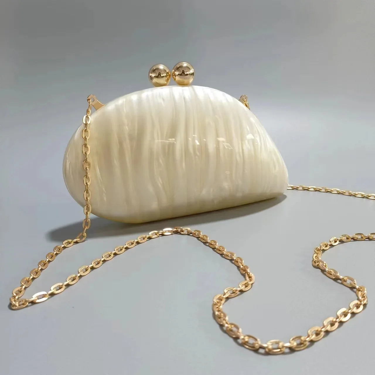 shell shape clutch bag women designer evening party cute purse new green gold purple ivory handbag High Quality