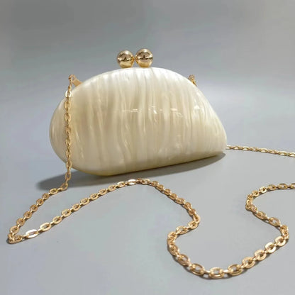 shell shape clutch bag women designer evening party cute purse new green gold purple ivory handbag High Quality
