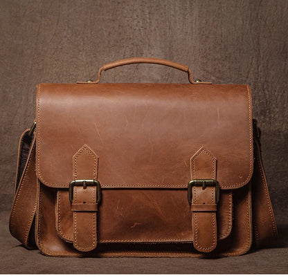 Retro Real Leather Messenger Bags Men and Women Shoulder Bag Natural Cowhide Crossbody Casual Handbag Luxury Cambridge Bags