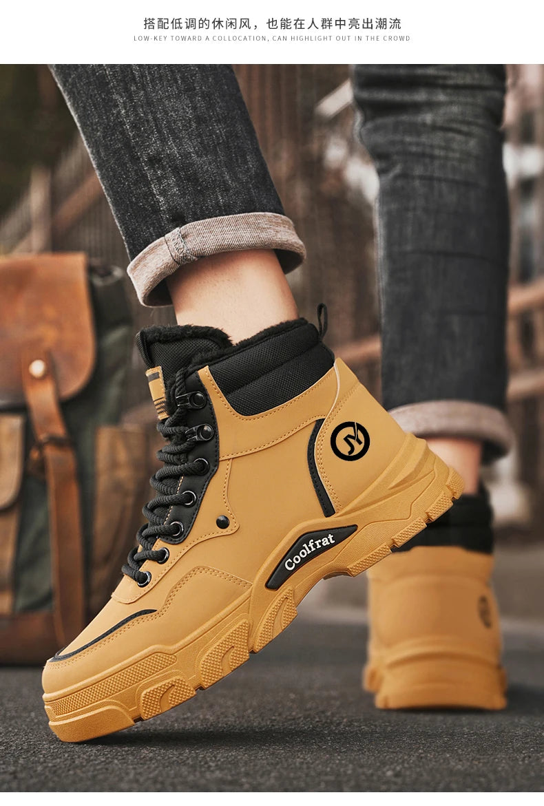 Mens Boots Casual Shoes Winter Platform Leather Designer Luxury Chelsea Cowboy Outdoor Work Safety Ankle Sneakers 2025