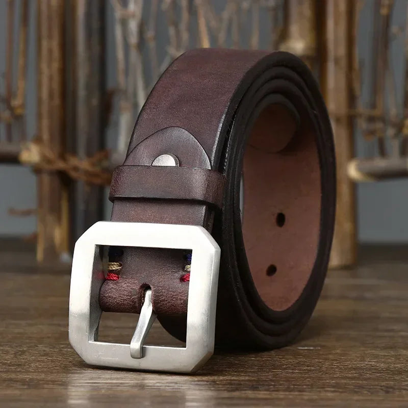 3.8CM Thick Cowhide Genuine Leather Casual Jeans Belt Men High Quality Stainless Steel Buckle Luxury Male Strap Cowboy Cintos