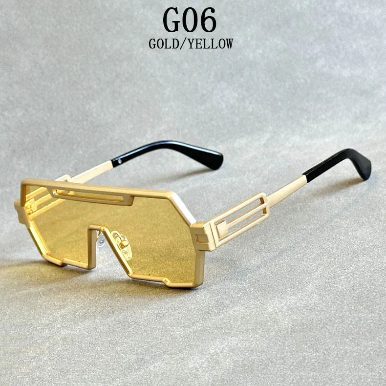 Steampunk Sunglasses For Men Vintage Designer Punk Fashion Glasses Retro One-Pieces Gafas De Sol Hombre Lunette De Soleil Homme