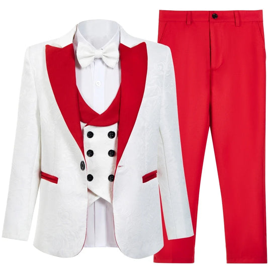 Multi-colors Boys Formal Suit Set 4 Pieces 3-14T Fast Delivery Kids Slim Fit Suits Wedding Ring Bearer Outfit Handsome Tuxedo